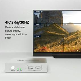 img 2 attached to AAO 2 Port HDMI KVM Switch 2x1, UHD 4K@30Hz, USB Powered, Windows Mac Linux Compatible, Supports Normal Wireless Keyboard & Mouse, Sleek Silver Design, Includes 2 HDMI and USB Cables