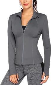 img 4 attached to 🧥 COOrun Women's Warm Up Jacket: Stylish Workout & Running Zipper Track Tops with Thumb Holes, Activewear, S-XXL