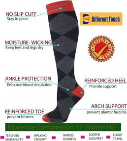 img 1 attached to 🧦 Comfortable Compression Cotton Knee High Socks - 4 Pairs (15-20 mmHg)