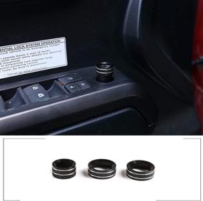 img 4 attached to 🚗 Black 3-Piece Car Aluminum Alloy Rear View Mirror Adjustment and Volume Knob Cover Trim Set for Toyota Tacoma 2015-2019