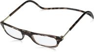 trendy tortoise print readers with +2.00 magnification - clic original! logo