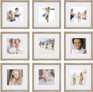 🖼️ sheffield home 9 piece gallery wall frame set, 12x12 in. matted to 8x8 in. – natural finish логотип