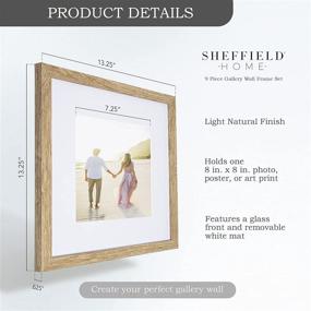 img 3 attached to 🖼️ Sheffield Home 9 Piece Gallery Wall Frame Set, 12x12 in. Matted to 8x8 in. – Natural Finish