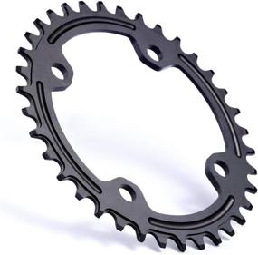 img 2 attached to 🚲 Dymoece Narrow Wide Bike Single Chainring 104BCD Options: 32T, 34T, 36T, 38T for 9, 10, 11 Speed Round, Black/Red - Compatible with Most Shimano and SRAM Cranksets