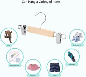 img 1 attached to 👶 Nature Smile 20 Pack 10.2 Inches Unfinished/Natural Kids Baby Toddler Infant Children Solid Wooden Pants Skirts Hangers with Adjustable Clips and Swivel Hook - Durable Wood Trousers Bottom Hangers for Organized Wardrobes