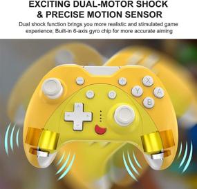 img 2 attached to 🎮 KINGEAR Cat Controller for Nintendo Switch - Gifts for Women, Men, and Girls. Kawaii Animal Crossing Accessories, Wireless Gamepad with Six Gyro Axis. Cute Yellow Controller for Switch.