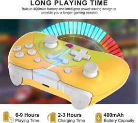 img 1 attached to 🎮 KINGEAR Cat Controller for Nintendo Switch - Gifts for Women, Men, and Girls. Kawaii Animal Crossing Accessories, Wireless Gamepad with Six Gyro Axis. Cute Yellow Controller for Switch.