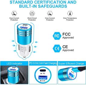 img 3 attached to 🔌 USB C Car Charger - 30W Fast Charging Type C Car Charger Adapter with PD3.0&amp;2.4A Port - Compatible for Samsung Galaxy S21 S20 Plus/Ultra S10 Note 21/20 A72 A21 A11, iPad Pro, Google Pixel - Includes 6ft Type C Cord