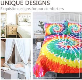 img 3 attached to 🌈 Blessliving 3 Piece Tie Dye Comforter Set Queen: Rainbow Pastel Boho Bedding with Reversible Comforter Quilt Sets and 2 Pillow Shams