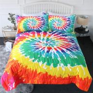 🌈 blessliving 3 piece tie dye comforter set queen: rainbow pastel boho bedding with reversible comforter quilt sets and 2 pillow shams logo