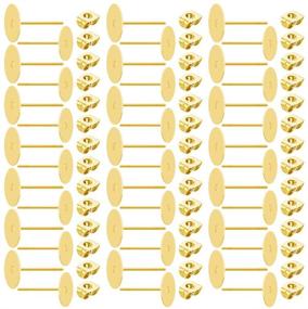 img 4 attached to 🔩 Stainless Steel Flat Pad Earring Posts (2 Sizes) with 100 Pairs of Earring Backs - Total 200 Pieces for Earring Making Findings (Golden, 6mm and 8mm)