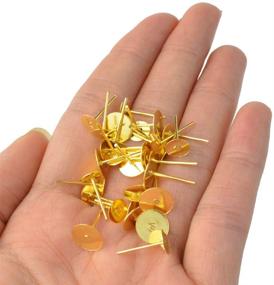 img 2 attached to 🔩 Stainless Steel Flat Pad Earring Posts (2 Sizes) with 100 Pairs of Earring Backs - Total 200 Pieces for Earring Making Findings (Golden, 6mm and 8mm)