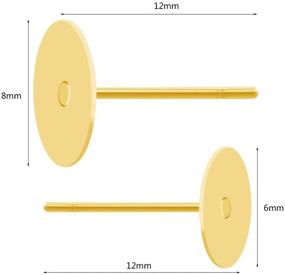 img 3 attached to 🔩 Stainless Steel Flat Pad Earring Posts (2 Sizes) with 100 Pairs of Earring Backs - Total 200 Pieces for Earring Making Findings (Golden, 6mm and 8mm)