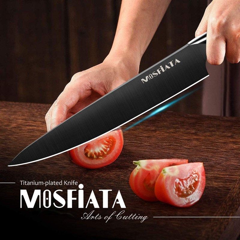 MOSFiATA 8 Super Sharp Professional Chef's Knife with Finger Guard and  Knife Sharpener, German High Carbon Stainless Steel 4116 with Micarta  Handle