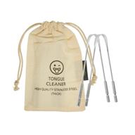 👅 enhance oral & gut health with 100% pure stainless steel tongue scraper - includes 2 scrapers and cotton drawstring bag for adults and kids logo