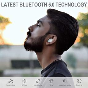 img 3 attached to 🎧 Snyank беспроводные наушники Bluetooth 5.0 с чехлом для зарядки на 2000 мАч: 80 часов проигрывания, светодиодный дисплей, стерео наушники с защитой от воды IPX5