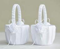 🌼 atailove 2 pcs flower girl basket set: elegant white wedding flower baskets with 3 romantic design flowers logo