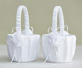 img 4 attached to 🌼 ATAILOVE 2 Pcs Flower Girl Basket Set: Elegant White Wedding Flower Baskets with 3 Romantic Design Flowers