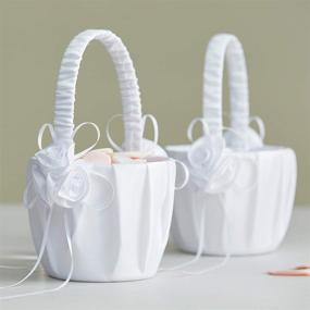 img 1 attached to 🌼 ATAILOVE 2 Pcs Flower Girl Basket Set: Elegant White Wedding Flower Baskets with 3 Romantic Design Flowers