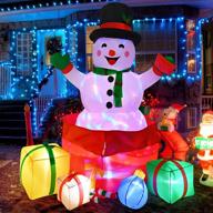 6ft christmas inflatables snowman: festive yard decoration with led lights, jumping from a gift box - perfect for xmas party & outdoor winter decor logo