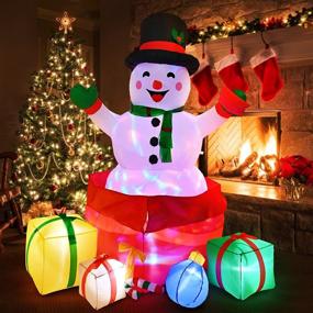 img 2 attached to 6FT Christmas Inflatables Snowman: Festive Yard Decoration with LED Lights, Jumping from a Gift Box - Perfect for Xmas Party & Outdoor Winter Decor