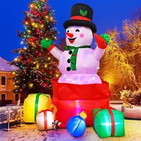 img 3 attached to 6FT Christmas Inflatables Snowman: Festive Yard Decoration with LED Lights, Jumping from a Gift Box - Perfect for Xmas Party & Outdoor Winter Decor