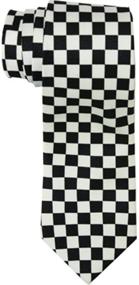 img 1 attached to Classic Black and White Checkered Skinny Tie - Timeless Style for Any Occasion