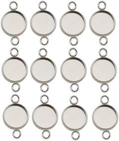 img 4 attached to 50pcs 12mm Stainless Steel Round Blank Bezel Pendant Trays Base for Cabochon Settings - Jewelry Making DIY Findings (9844)