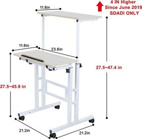 img 1 attached to 🖥️ SDADI 2 Inch Carpet Wheels Mobile Standing Desk: Adjustable Height Home Office Desk for Standing and Seating - 3.0 Edition, Light Grain S001WFLT