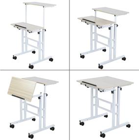 img 2 attached to 🖥️ SDADI 2 Inch Carpet Wheels Mobile Standing Desk: Adjustable Height Home Office Desk for Standing and Seating - 3.0 Edition, Light Grain S001WFLT