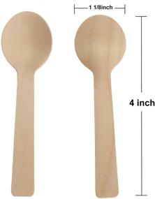 img 2 attached to 🥄 Bekith 300 Pack of 4-inch Mini Wooden Spoons - Disposable, Biodegradable, Compostable Utensils for Crafts, Organic Sugar Scrubs, Tasting, and Sampling