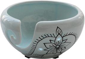 img 4 attached to 🎨 abhandicrafts 6 Inch Hand-Carved Floral Design on Paled Turquoise Ceramic Yarn Bowl - Perfect for Knitting and Crochet Enthusiasts, Especially Moms
