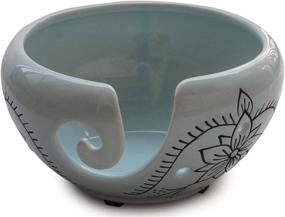 img 3 attached to 🎨 abhandicrafts 6 Inch Hand-Carved Floral Design on Paled Turquoise Ceramic Yarn Bowl - Perfect for Knitting and Crochet Enthusiasts, Especially Moms