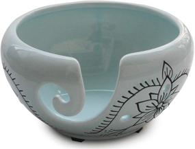 img 2 attached to 🎨 abhandicrafts 6 Inch Hand-Carved Floral Design on Paled Turquoise Ceramic Yarn Bowl - Perfect for Knitting and Crochet Enthusiasts, Especially Moms