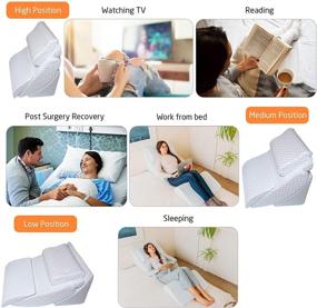 img 1 attached to Ultimate Comfort and Support: Adjustable Orthopedic Bed Wedge Pillow Set with Memory Foam for Reading, Sleep, Back Pain Relief, Acid Reflux, Snoring, and Post Surgery Recovery