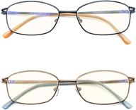 high-quality mimoeye blue light blocking glasses: retro metal frame eyeglasses for men and women - pack of 2 logo