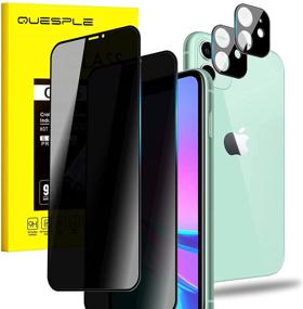 img 4 attached to 📱 [4 Pack] QUESPLE Privacy Screen Protector for iPhone 11 (6.1 inch) Plus Camera Lens Protector [Bubble Free] [Anti-Spy] [Anti-Scratch] 9H Tempered Glass Screen Protector - Pack of 2