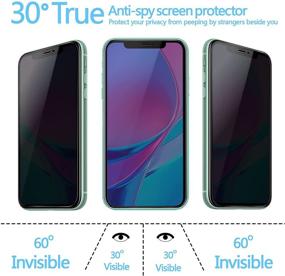 img 1 attached to 📱 [4 Pack] QUESPLE Privacy Screen Protector for iPhone 11 (6.1 inch) Plus Camera Lens Protector [Bubble Free] [Anti-Spy] [Anti-Scratch] 9H Tempered Glass Screen Protector - Pack of 2
