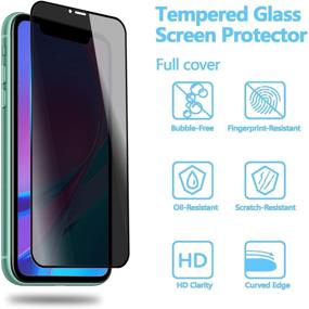 img 2 attached to 📱 [4 Pack] QUESPLE Privacy Screen Protector for iPhone 11 (6.1 inch) Plus Camera Lens Protector [Bubble Free] [Anti-Spy] [Anti-Scratch] 9H Tempered Glass Screen Protector - Pack of 2