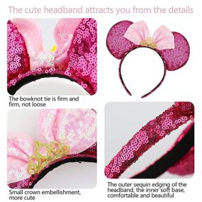 img 2 attached to 🎀 Stylish MONGSILER Decoration Mouse Ear Bow Headband for Parties – Perfect for Girls & Women