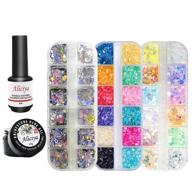 🦋 aliciya 3d nail art decoration kit with nail strengthener reinforce gel polish, nail builder gel and 36 butterfly marble nail decors, nail flakes, rhinestones, and holographic glitter logo