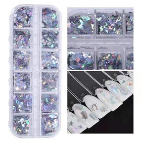 img 2 attached to 🦋 Aliciya 3D Nail Art Decoration Kit with Nail Strengthener Reinforce Gel Polish, Nail Builder Gel and 36 Butterfly Marble Nail Decors, Nail Flakes, Rhinestones, and Holographic Glitter