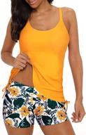 👙 stylish yonique strappy tankini swimsuits: floral print two piece swimwear with shorts logo