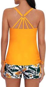 img 3 attached to 👙 Stylish Yonique Strappy Tankini Swimsuits: Floral Print Two Piece Swimwear with Shorts