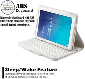 img 2 attached to 🔍 REAL-EAGLE Keyboard Case for Galaxy Tab E 9.6 | PU Leather Cover with Screen Protector & Stylus | Magnetically Detachable Wireless Keyboard | Compatible with SM-T560, T561, T567 | White