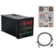 digital programmable pid temperature controller with meter indicator, jaybva universal thermostat fahrenheit and celsius display ssr and alarm output, includes 25a solid state relay and thermocouple probe логотип