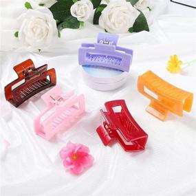 img 1 attached to 💇 Stylish 15 Pack Rectangle Hair Claw Clips: Solid Color Non-Slip Hair Jaw Clips for All Hair Types - Elegant Barrettes for Women