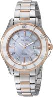 seiko women's diamond solar two-tone watch: elegant stainless steel japanese-quartz timepiece with sparkling diamonds (model: sut340) логотип