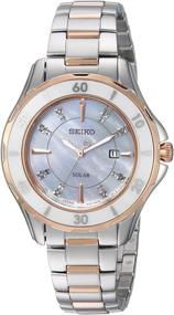 img 4 attached to Seiko Women's Diamond Solar Two-Tone Watch: Elegant Stainless Steel Japanese-Quartz Timepiece with Sparkling Diamonds (Model: SUT340)