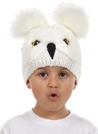 cute and cozy harry potter hedwig 🦉 owl pom knit beanie hat for toddlers in white logo